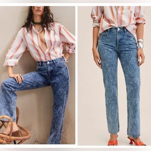 Mango Blue Patterned Women Jeans